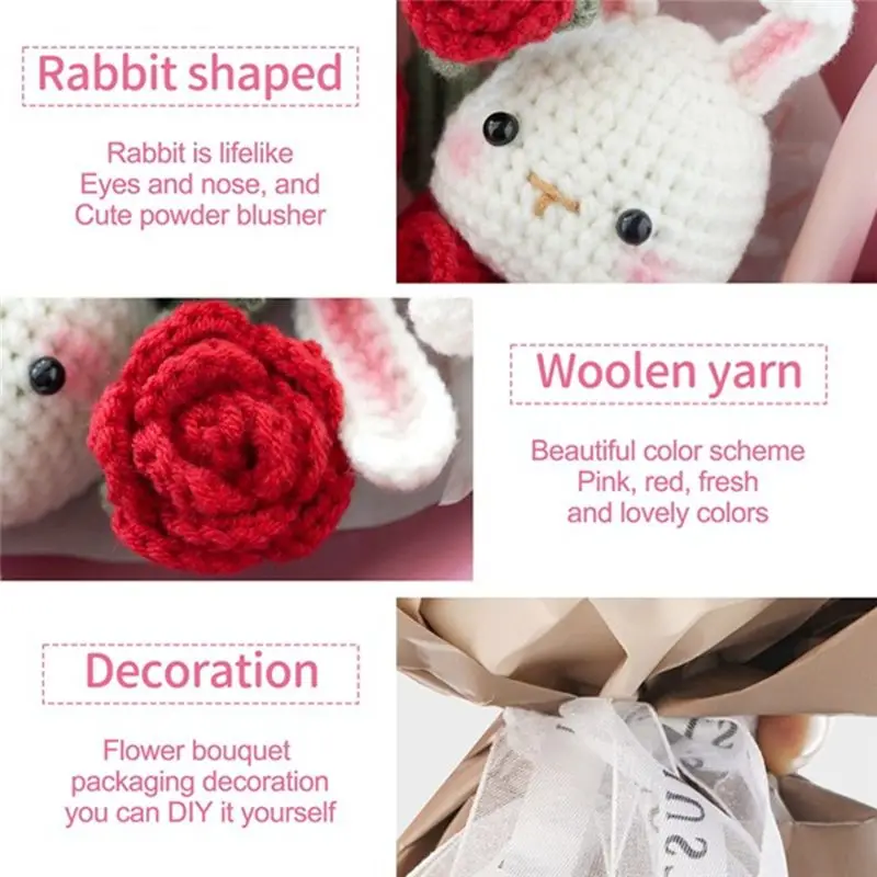 EYFL-Flower Bouquet Crochet Kit For Adults & Beginners Includes Crochet Accessories And Step-By-Step Manua M33 Style