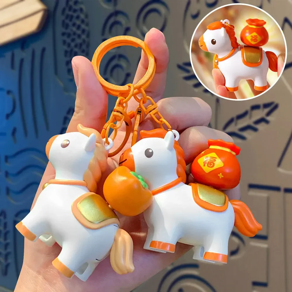 Portable Keychain Rotating Horse Design Key Ring Horse Key Chain Miniature Decompression Toy Pocket-sized Horse Wind Up Toys