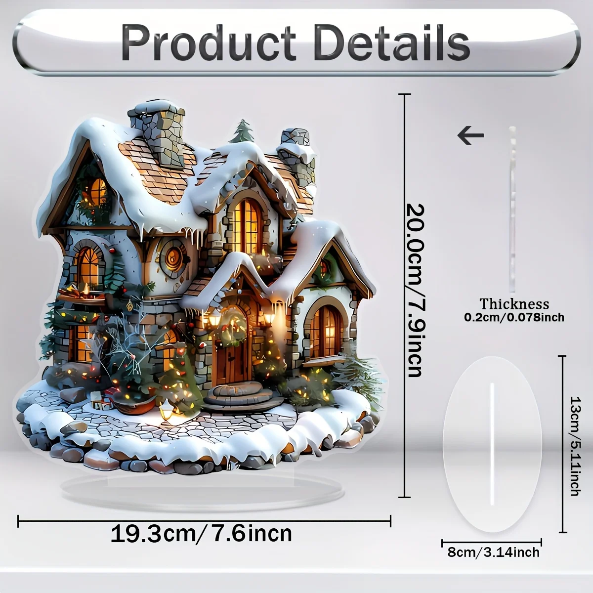 Dreamy Healing Construction Motif 2D Acrylic Tabletop Ornament Versatile Cozy Enchanting Xmas Cottage Seasonal Delicate Decor
