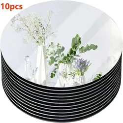 10PCS Acrylic round Mirrors 8 Inch Circle Candle Plates Wedding Table Centerpieces Wall Decor Mirror Trays for Events