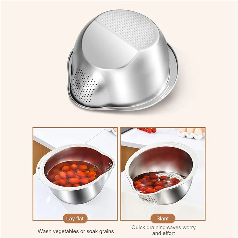 

B62B-Washing Bowl Made Of Stainless Steel, Sieve For Washing And Vegetables