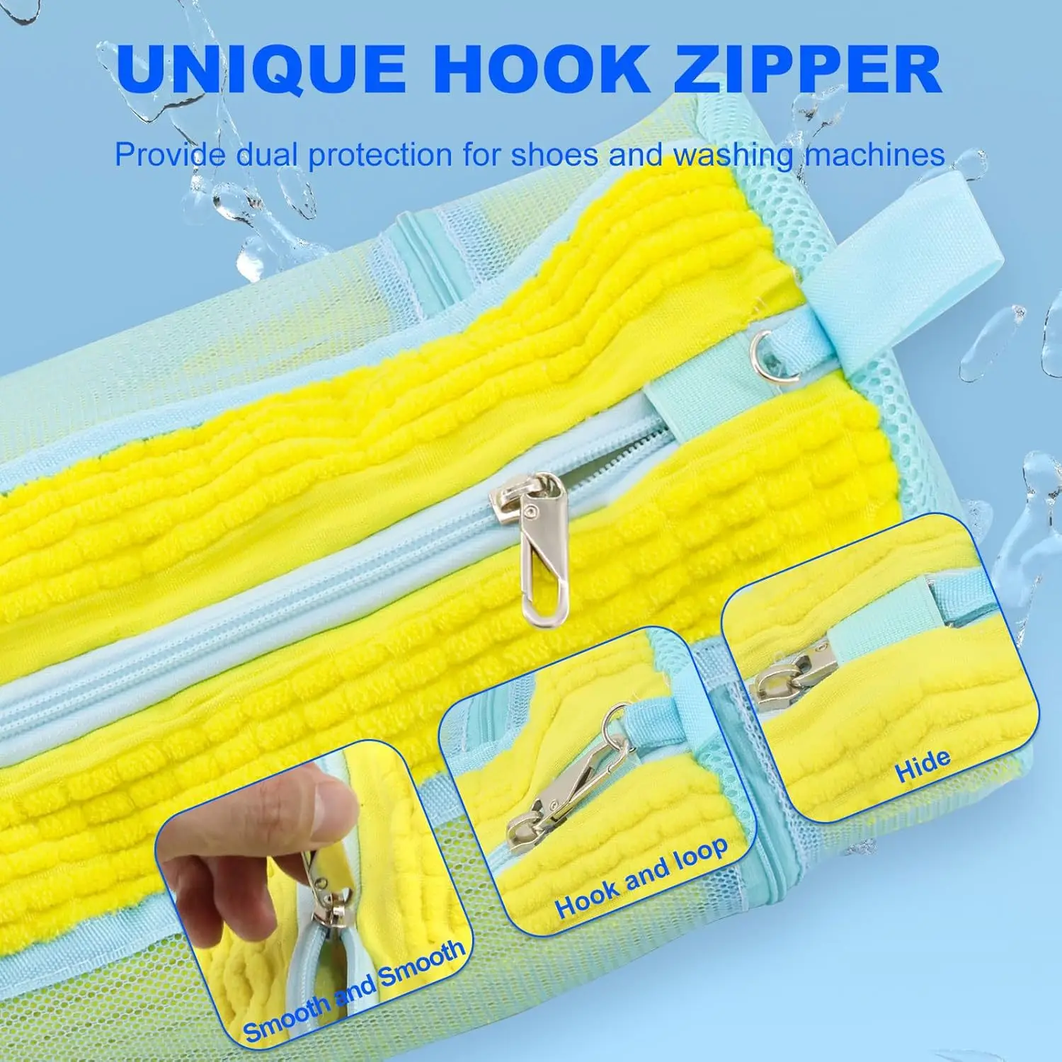 Single-Sided Mesh Shoe Washing Bag with Lock Buckle Machine Washable Thick Chain Laundry Bag for Lazy Cleaners