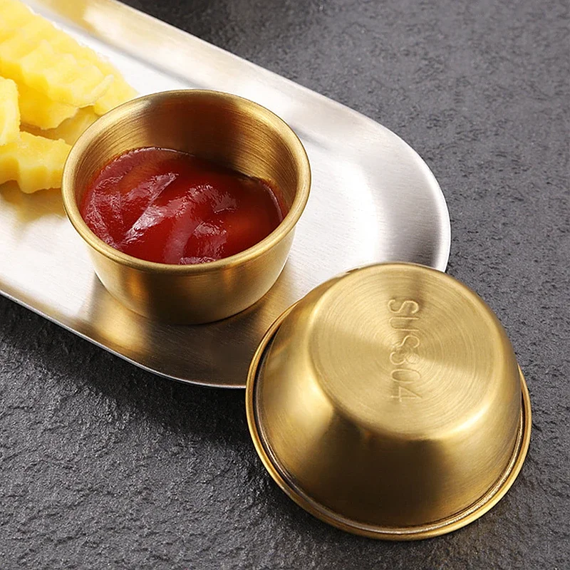 Korean cutlery 304 stainless steel small bowl, golden Western food seasoning, salad, tomato sauce plate