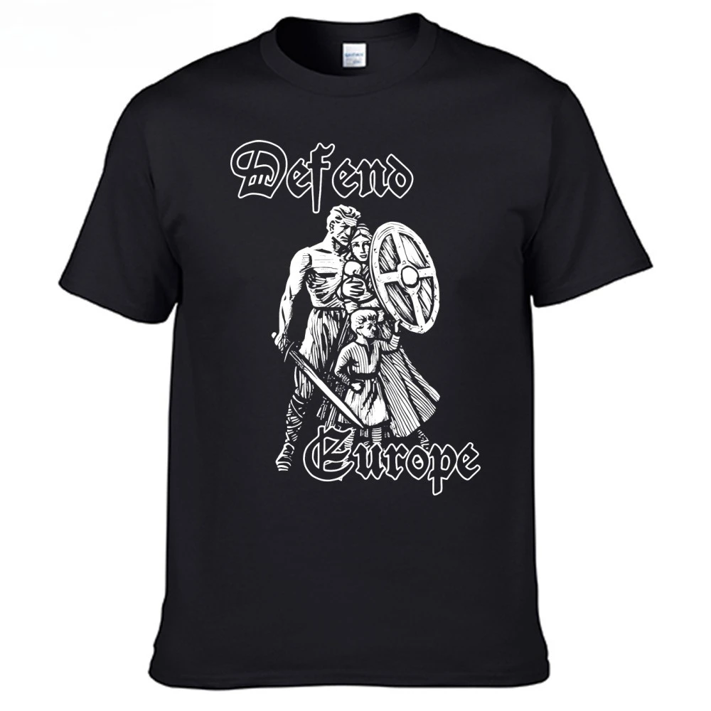 Defend Europe Vintage Printed T-shirt Men Women Cotton Loose Casual Short Sleeve T-shirt Men's T-shirts Men's Clothes