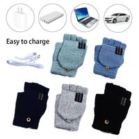 Fingerless Adjustable Temperature Velvet USB Electric Heated Gloves Winter Heated Gloves Female Gloves Knitted Cashmere Gloves
