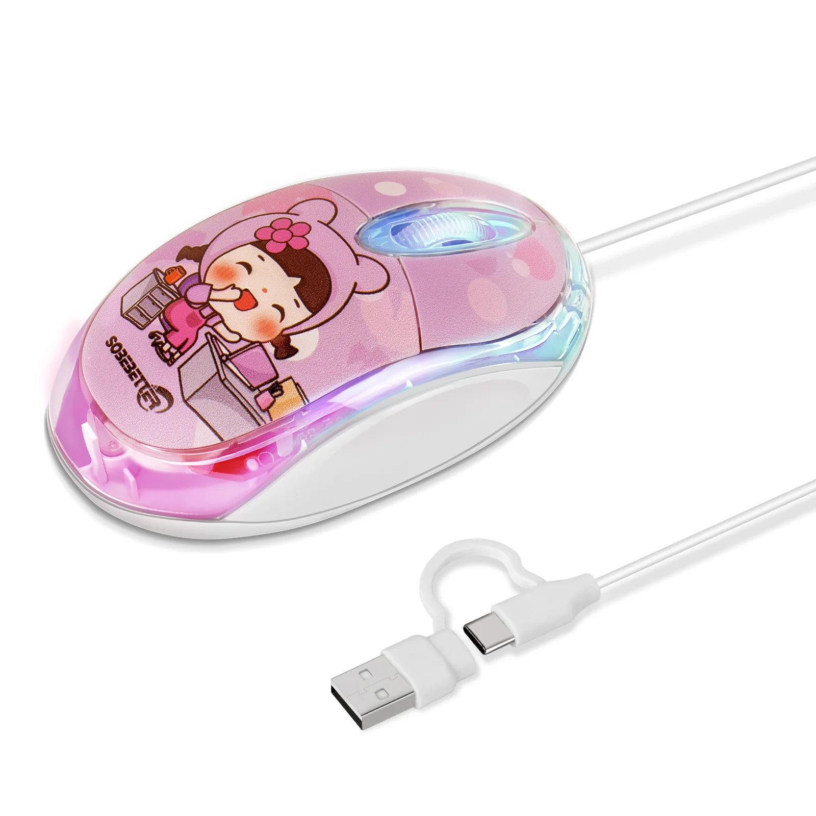 

Ergonomic Type-C and USB Dual-Port Wired Mouse, Comfortable Office Computer Mouse for Mac, Laptops, Desktops, Phones, and Tablet