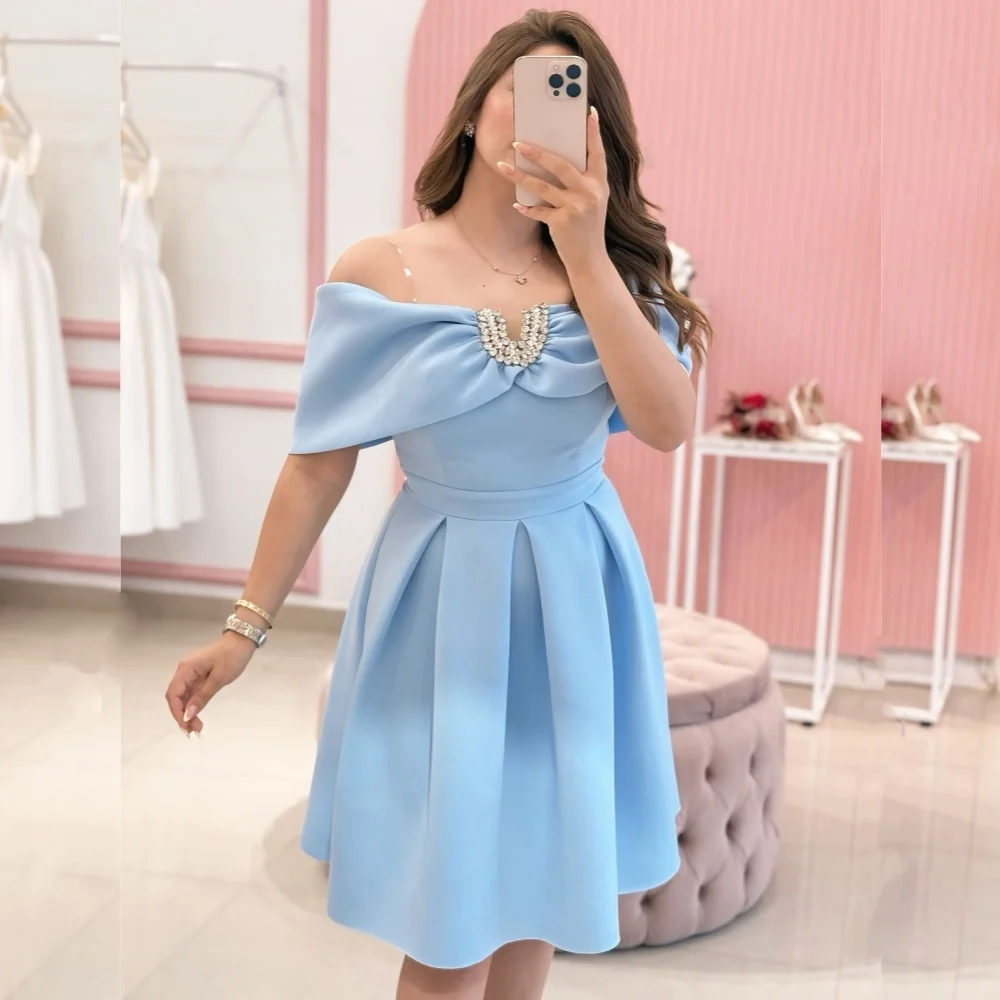 

Customized Chinese Style Jersey Sequined Pleat A-line Off-the-shoulder Midi Dresses Bespoke Occasion Classic