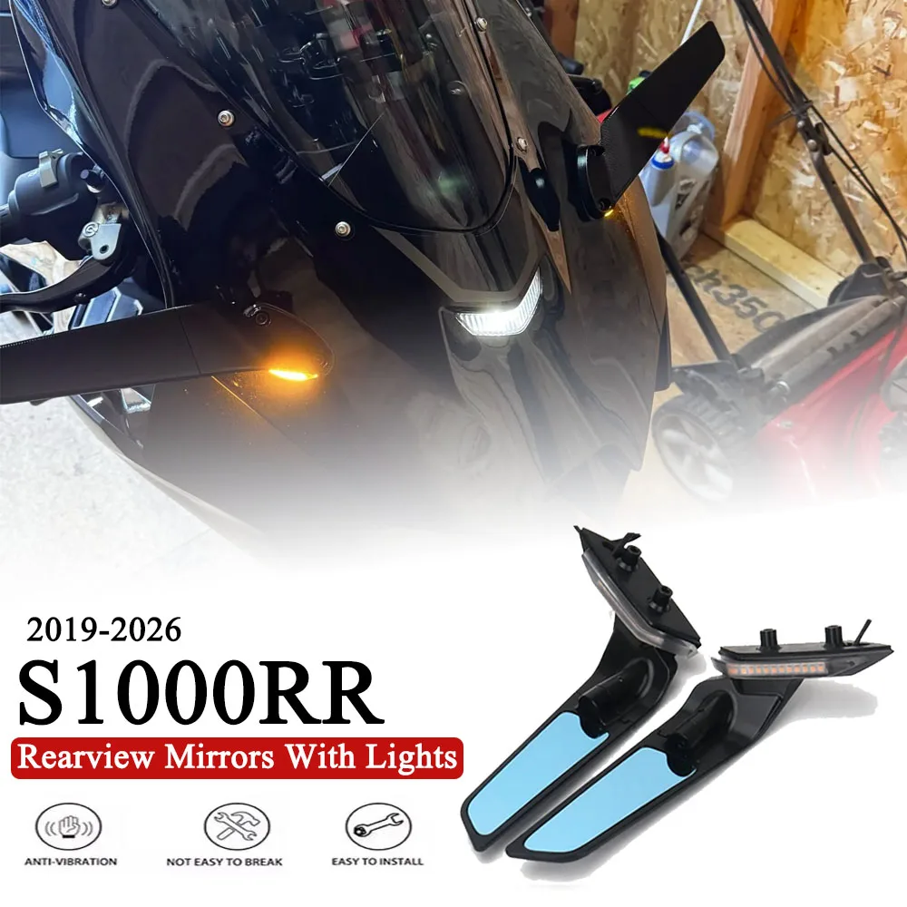 

NEW Motorcycle Rearview Rear View Side Mirrors With LED Turn Signal Light For BMW S1000RR S1000 RR S 1000 RR s1000rr 2019-2026