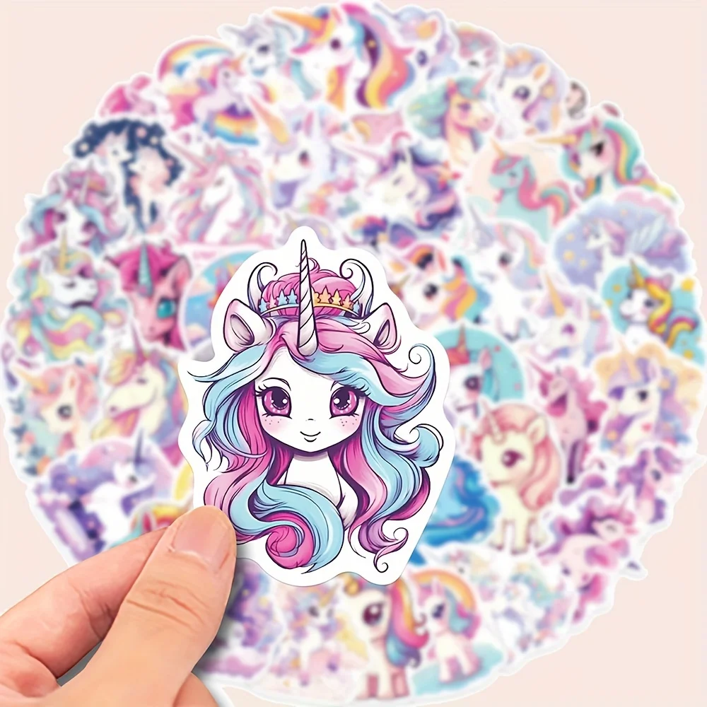 

50Pcs Kawaii Rainbow Unicorn Stickers for Kids Girls Waterproof Decals for Notebook Laptop Water Bottle Birthday Party Favors