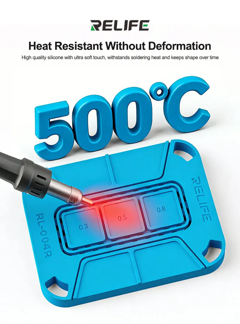 

RELIFE RL-004R BGA Silicone Insulation Mat Magnetic Base For CPU IC Chip Soldering Station BGA Reballing Tools Electronic Repair