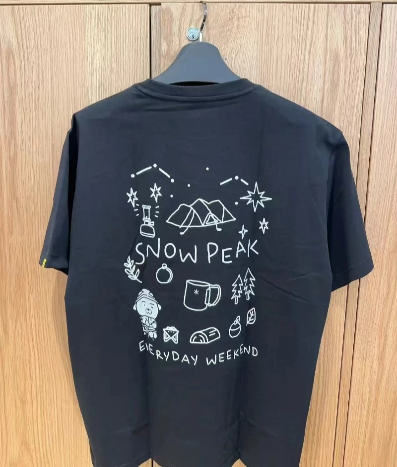 KoreanTrendy Brand Summer New Print Outdoor Camping Leisure T-shirt a maniche corte in puro cotone per il tempo libero Vacanze unisex