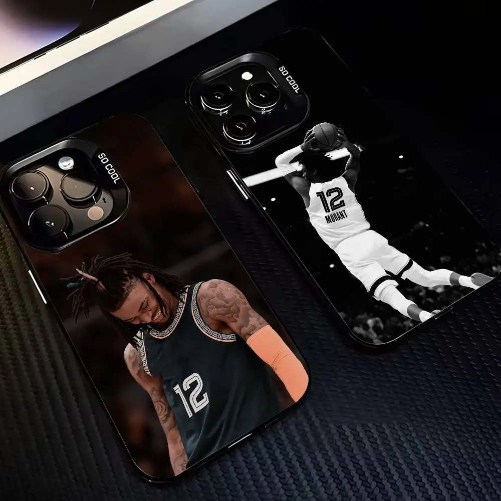 

Cool B-Basketball J-Ja M-Morant 12 Phone Case For iPhone17,16,15,14,13,12,11,Pro,MAX Gray Matte Silicone Black Cover