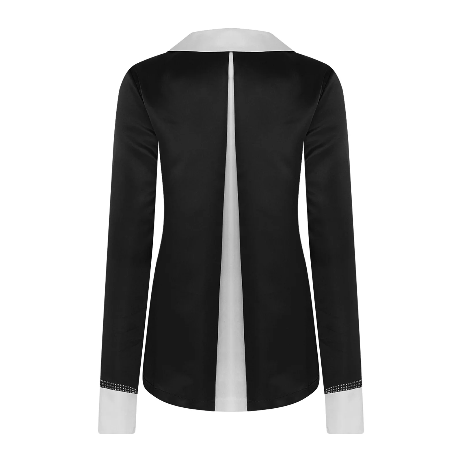 Women Clergy Priest Shirt Top Worship Costume Contrast Color Lapel Long Sleeve Button-down Blouse Top Coat for Halloween Cosplay