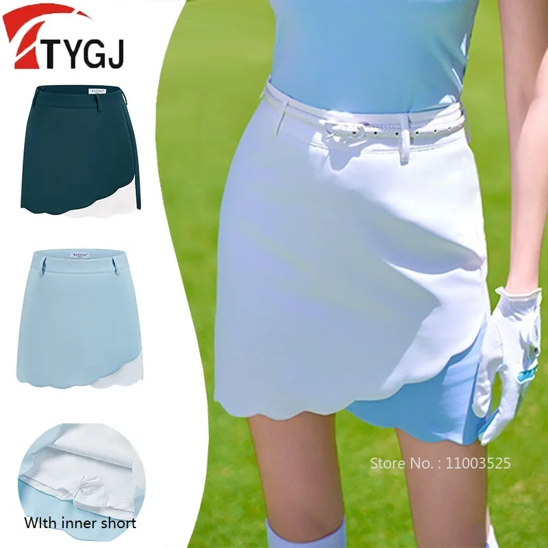

TTYGJ Golf Tennis Skorts Women Summer Quick Dry High Waist Skirt for Fitness Lady Ruffle Patchwork Sport Skirt Sportswear