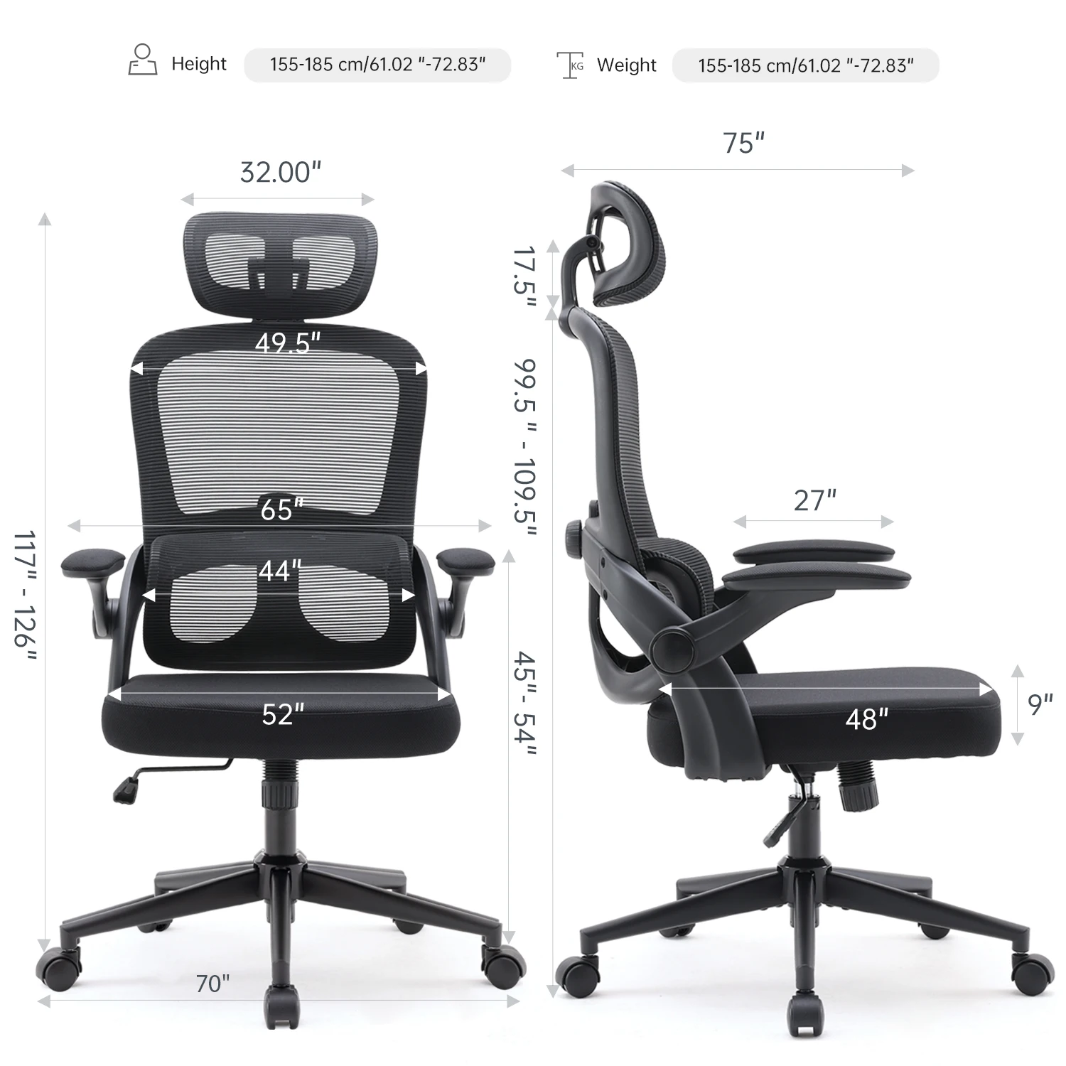 SIHOO M102C Ergonomic Mesh Office Chair High Back Computer Desk Swivel Chair with 3D Armrests Adjustable Lumbar Support Headrest