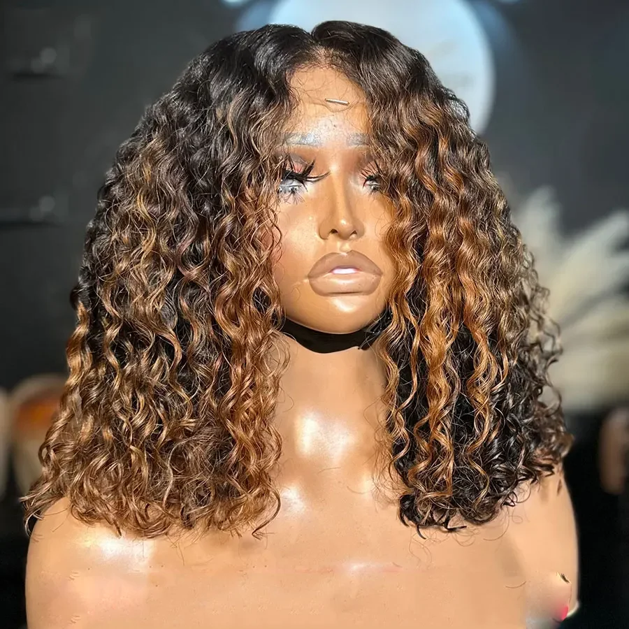 Peluca con malla frontal rizada rubia resaltada de 22 pulgadas y 180 de densidad para mujeres negras BabyHair sin pegamento prearrancado resistente al calor para uso diario