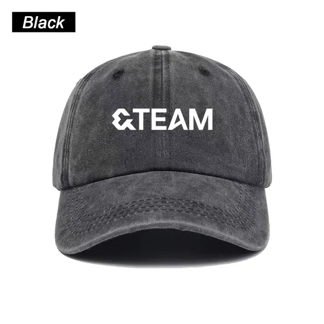Kpop &TEAM Baseball Cap Washed Printed Trucker Style Unisex Cotton Streetwear Korean Fashion Summer Sun Hat 2