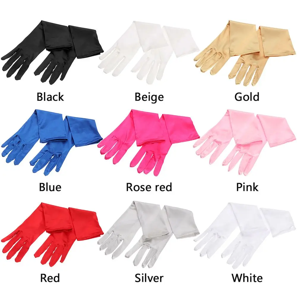 Classic Adult Black White Red Grey Skin Opera/Elbow/Wrist Stretch Satin Finger Long Gloves Women Flapper Gloves Matching Costume