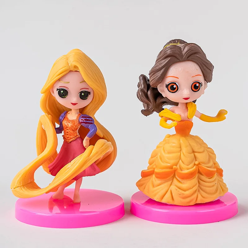 دمية ديزني سنو وايت ، إلسا أريل ، كرتون كاواي ، زخارف سطح مكتب أطفال لطيفة ، داخل السيارة ، هدية تزيين ، 8 * كعك لكل مجموعة #3