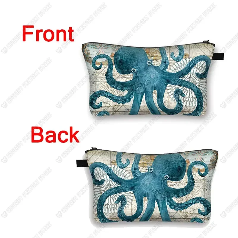 Octopus/ sea turtle/ seahorse print cosmetic bag woman Cosmetic case ladies makeup bags  girls make up case  travel makeup bag