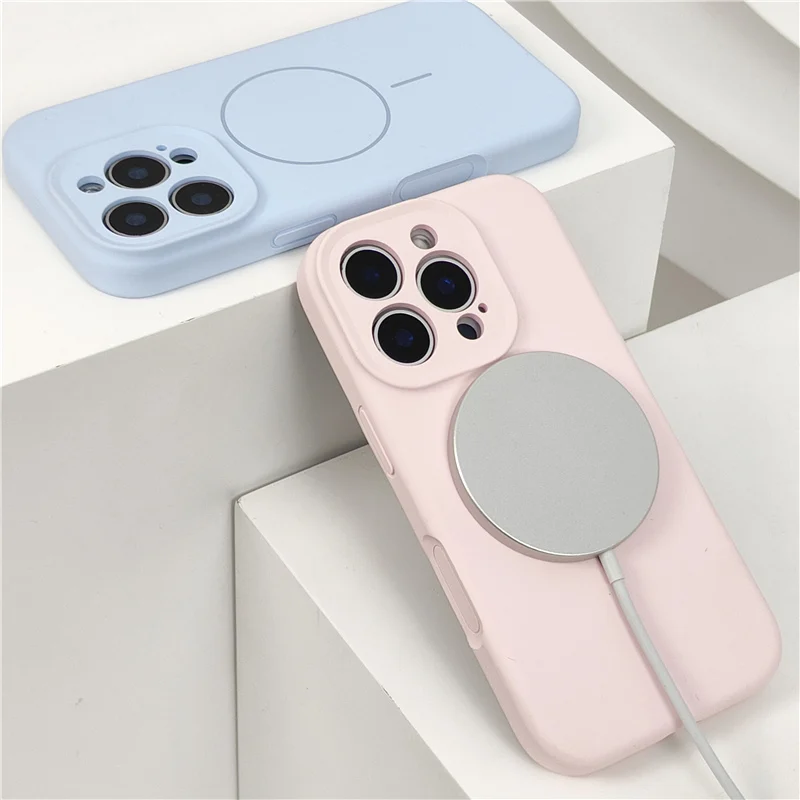 Botão de câmera de toque ativo silicone líquido magsafe caso para iphone 16 16pro 16pro max capa de cor sólida para carregamento sem fio