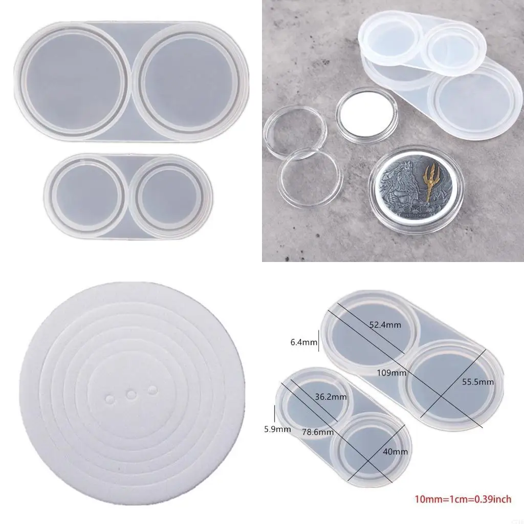  Coin Storage Box Epoxy Mould Flexible Coin Capsules Resin Mold with Foam Gasket Coin Storage Box Mould Craft Tools
