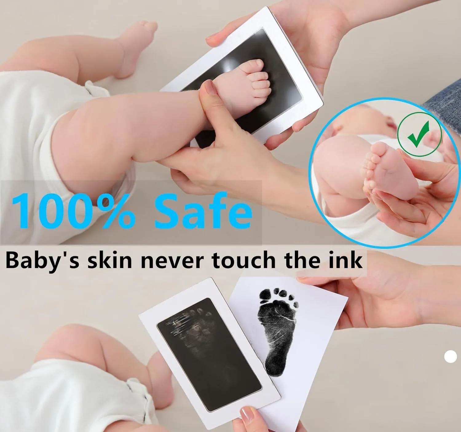 Neugeborenes Baby Handabdruck und Fußabdruck Pfoten abdruck Kit 1 Clean Touch Tinten pads 2 Aufdruck karten Haustier Inkless Säugling Hand und Füße Stempel – Detail 1