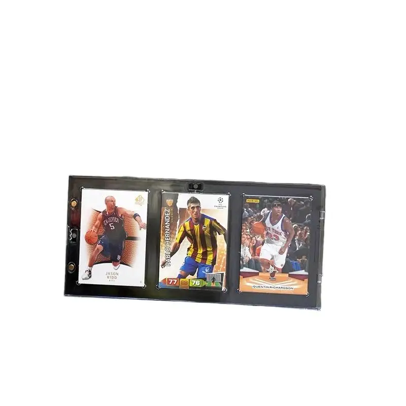 custom.Customized Durable 3 Standard Slots  Graded Card Slab Display Frame with Magnetic Design TCG Collectible Cards
