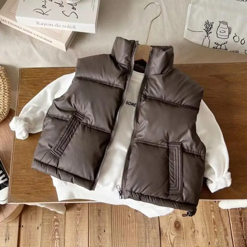 

Children's Down Cotton Vest New Autumn and Winter Boys and Girls Tank Top for Outer Wearing Teen Thick Coat 100-160CM