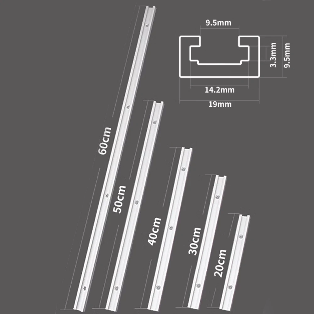 19Type T Slot Track Aluminum Profile Woodworking DIY Rail Jig Fixture Connector Guide Rail T-Track Slider Woodworking Tools