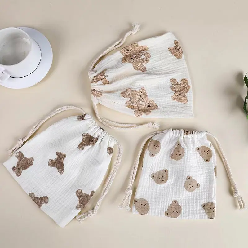 면 소재 아기 가방 스트링 기저귀 정리함 캐디 오거나이저 기저귀 파우치 아기 필수품 기저귀 끈 가방