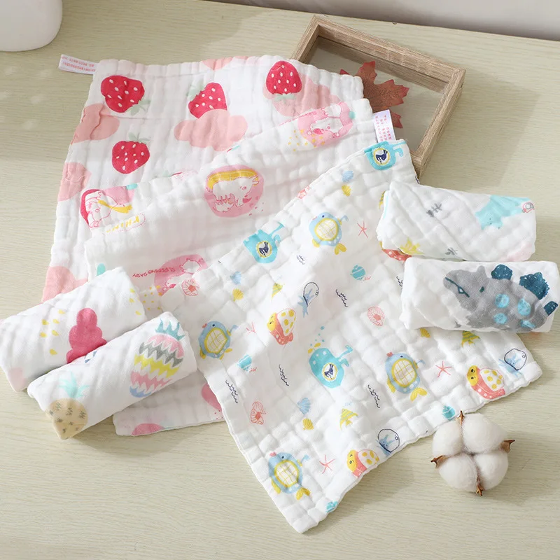 5pcs/lot Muslin 6 Layers Cotton Soft Baby Towels Baby Face Saliva Washcloth Wipe Handkerchief Bathing Feeding Burp Cloth