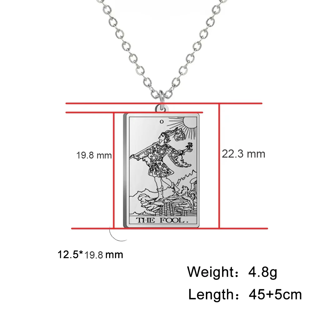 Dawapara Tarot Cards Necklace Women Stainless Steel Necklace Wealth Amulet Classic Tarot Major Arcana Divination Charm Jewelry