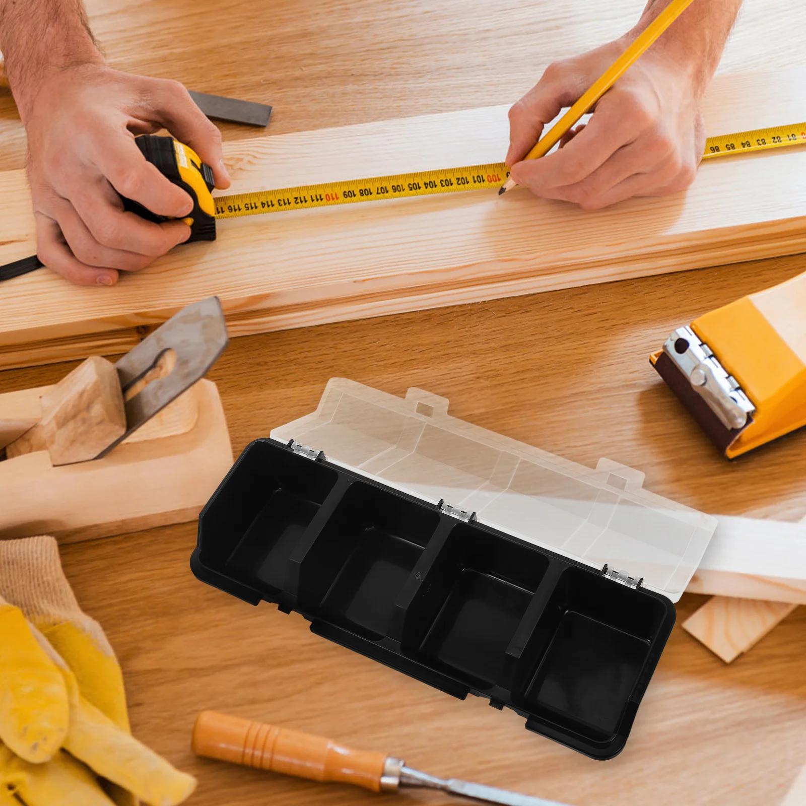 2 قطعة صندوق أجزاء المسمار غطاء مائل شفاف تخزين متعدد المقصورات لأداة ورشة عمل المرآب تنظيم صناديق تخزين الأجهزة