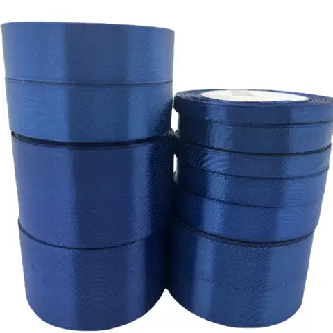 22 meter/rulle marinblått polyester satinband jul bröllopsfest baldekoration tårtband gör-det-själv håraccessoarer rosett 10 best sales marinblått band - №1