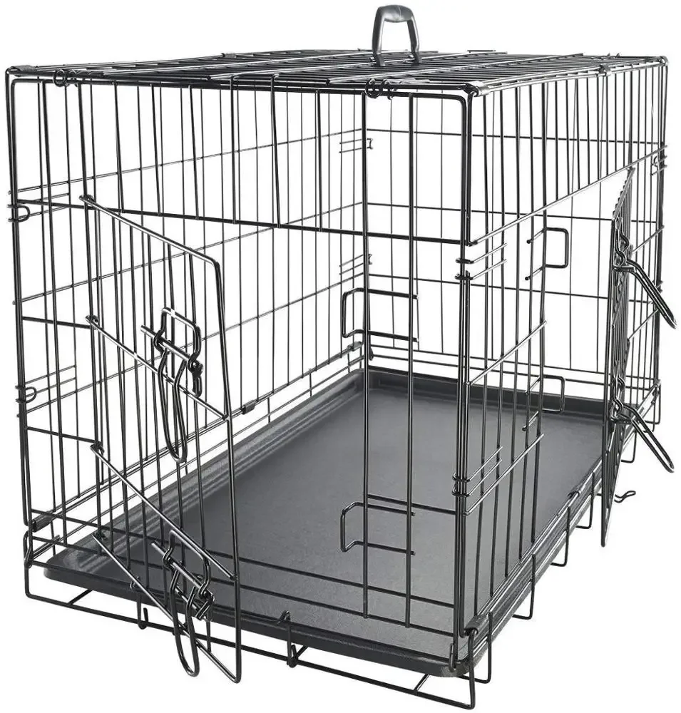 Double-Door Metal Foldable Large Heavy Duty Pet Dog Crate Portable Metal Iron Wire Folding Dog Cage Large Pet Kennels Dog House