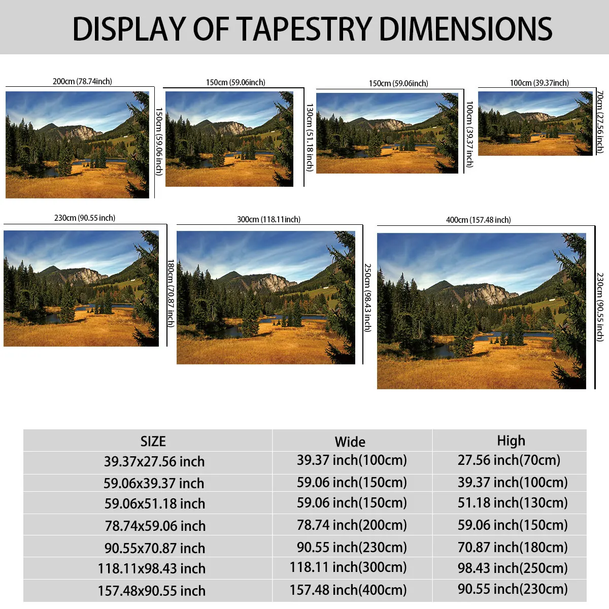1pc mountain-lake forest autumn scenery tapestry multiple sizes wall decoration, space decoration, pendant decoration gift