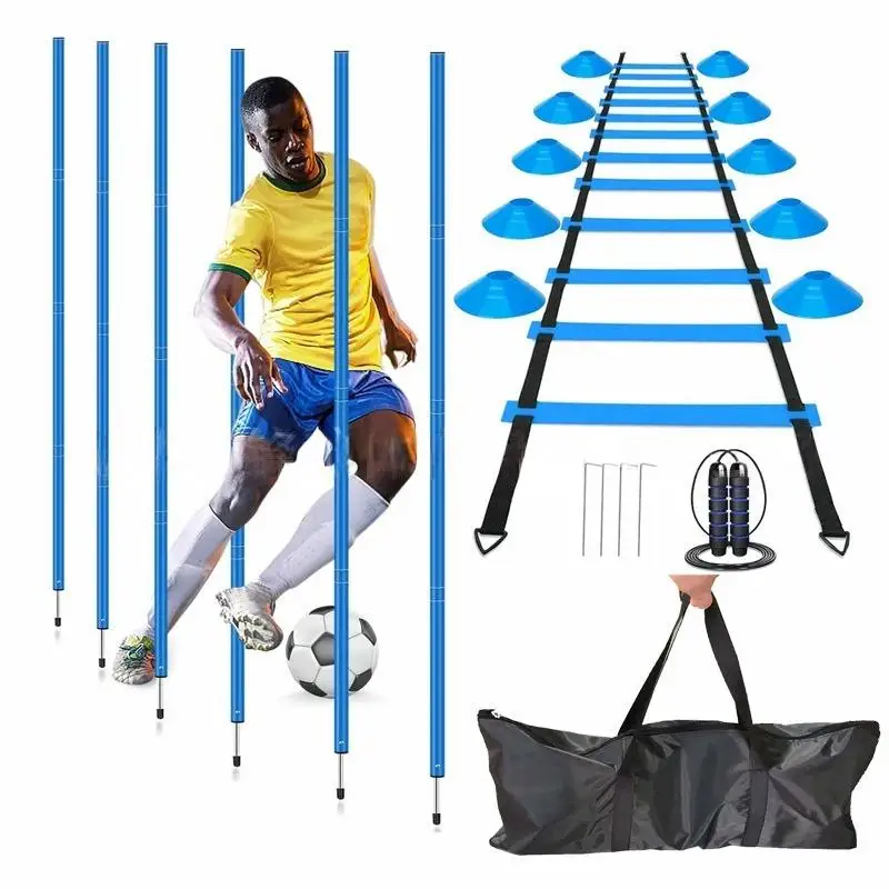 

Cross-Border Football Training Equipment with Removable Tie-In Pole Agility Ladder Winding Rod Sign Rod Suit and Rope
