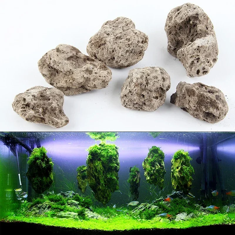 Avatar rocas flotantes reales para acuario, planta de agua, tanque de peces, paisaje acuático, accesorios de musgo, 3 uds./lote