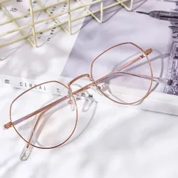 Student Eye Care Circular Frame Myopia Glasses Men Women Korean Version Trend Large Frame Anti Blue Myopia Glasses Flat Lenses