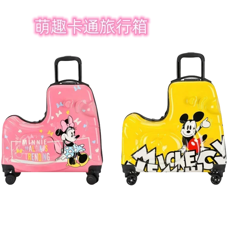 Disney Mickey Mouse Minnie Mouse cartoon cute outdoor travel large capacity storage sit-on and ride-on suitcase trolley case