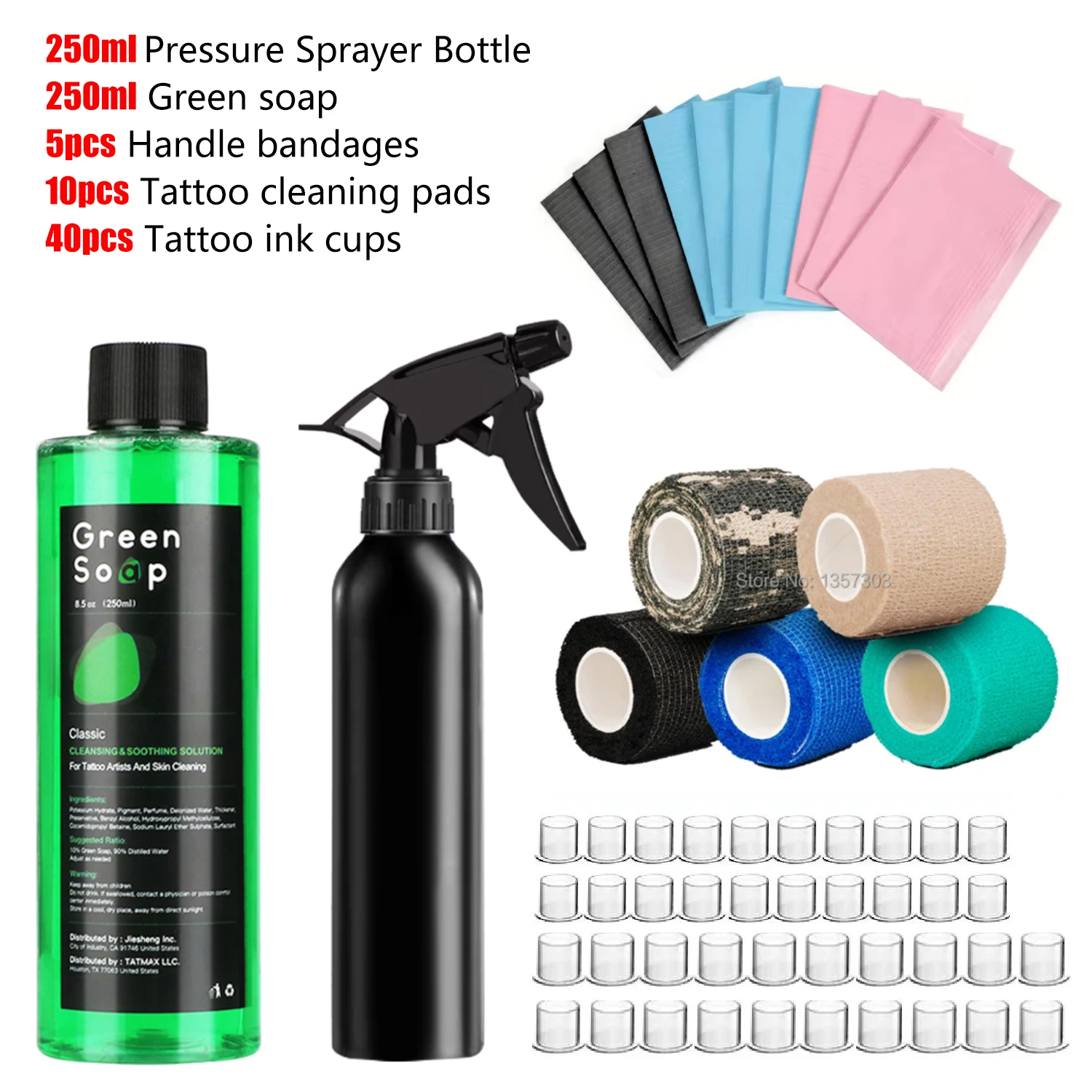 

Tattoo Green Soap Kit - 250ML Green Soap with 250ML Aluminium Pressure Sprayer Bottle Tattoo Cleaning Tools Tattoo Supplies