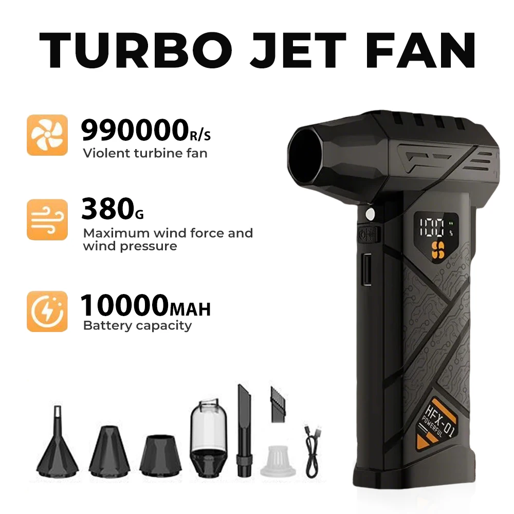

Powerful Violent Fan 990000RPM Turbo Air Blower With Power Bank High Speed Brushless Turbo Jet Blower With LED Lighting