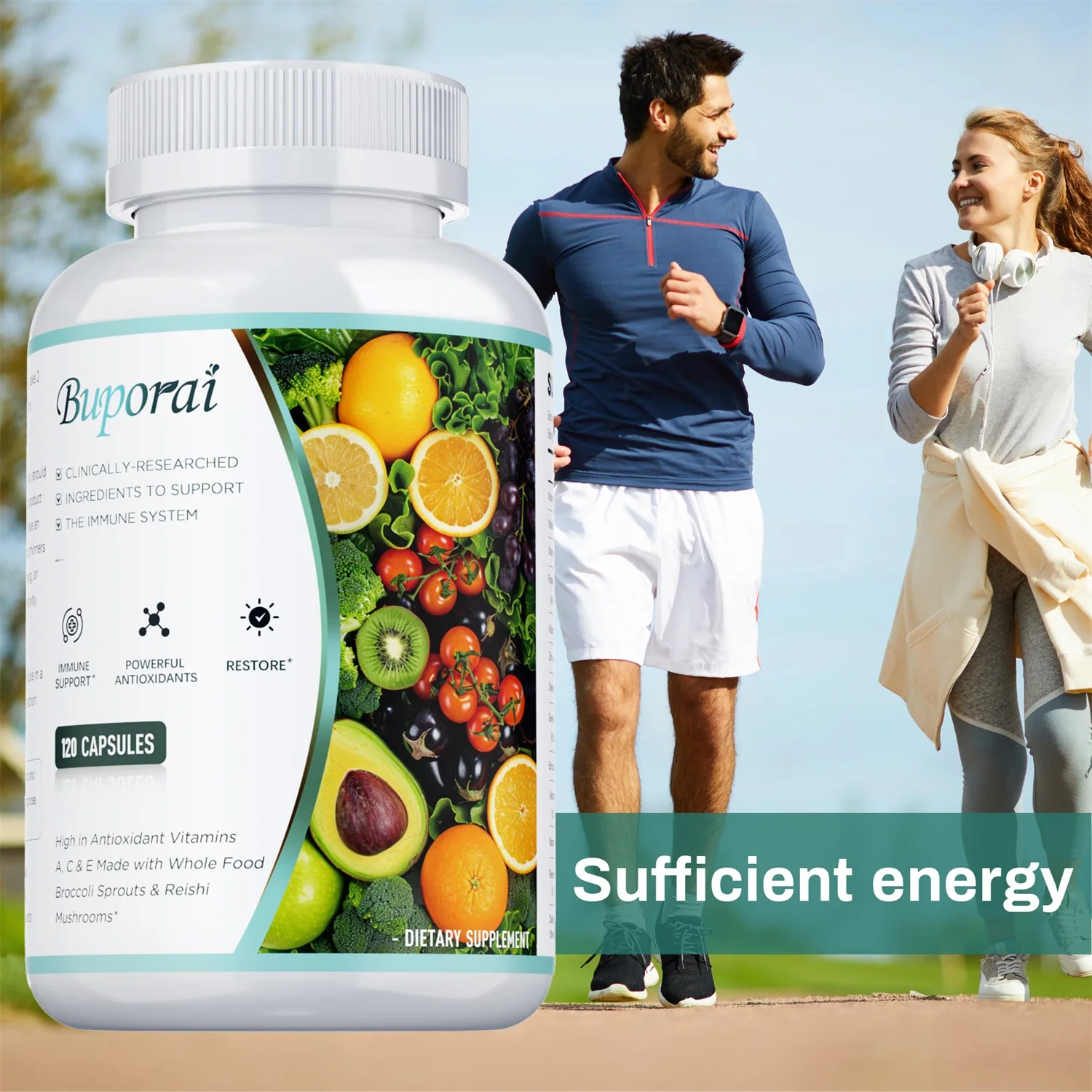Immune Support - Antioxidant, Helps Boost Energy Levels, Naturally Cleansing - with Green Tea, Astragalus, Reishi, Zinc, Vitamin