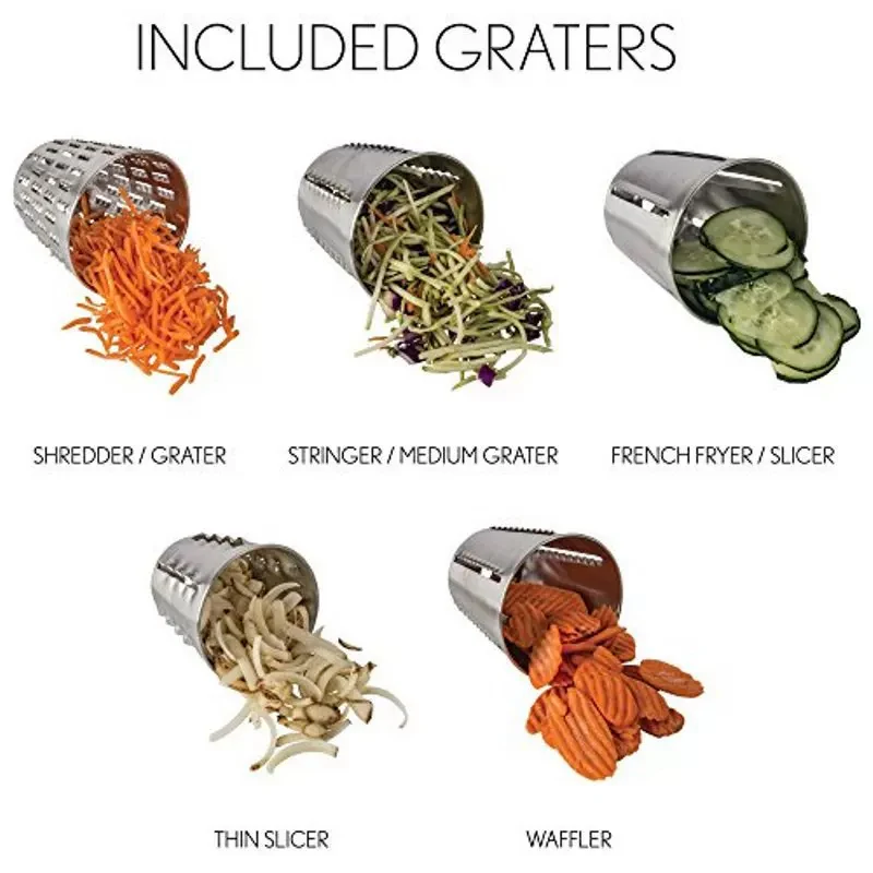 Hand-Crank Vegetable Slicer and Shredder Salad Cutter, Grater, and Food Processor for Slicing and Shredding Cucumbers and Carrot view 3