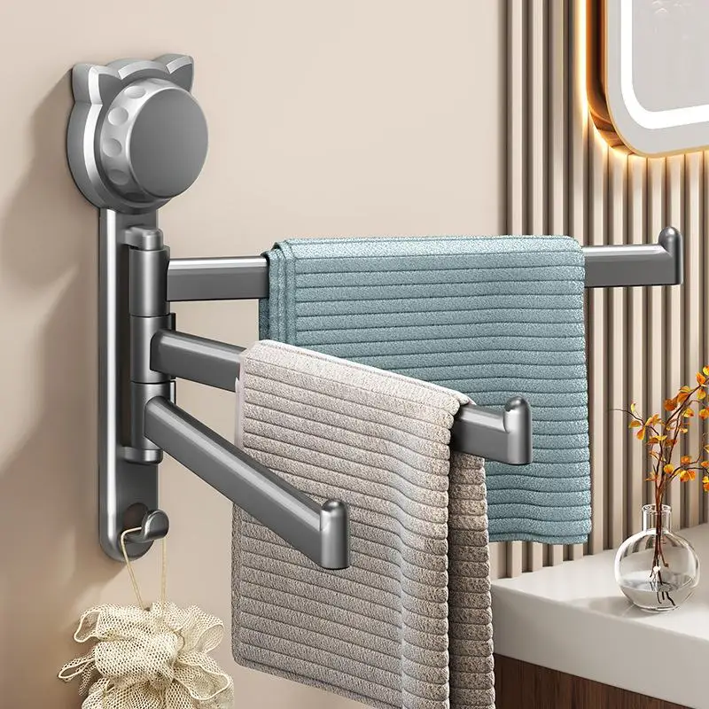 Rotating Towel Rack Damage Free Vacuum Suction Adhesive PP Holder Waterproof Wall Mount for Home Bathroom RV Use