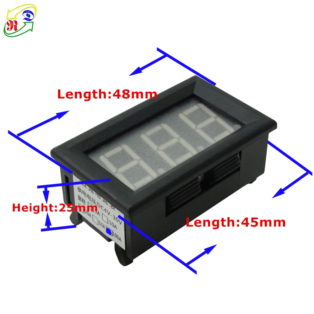 AMP Led عرض اللون 0.56 "مقياس التيار الكهربائي الرقمي تيار مستمر 0-100A 4 أسلاك 3 أرقام سيارة الحالية عداد لوحة مع 100A تحويلة #3