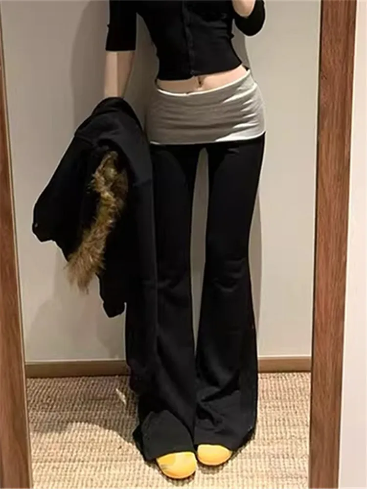 سراويل غير رسمية منخفضة الخصر للنساء سراويل يوجا للتخسيس نمط الشارع موضة الربيع سراويل طويلة فضفاضة