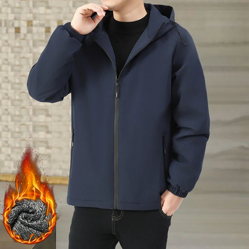 New Fashion Fleece Hooded Winter Jacket Men Thick Warm Mens Winter Coat Windproof Slim Bomber Parka Jackets Windbreaker Parkas