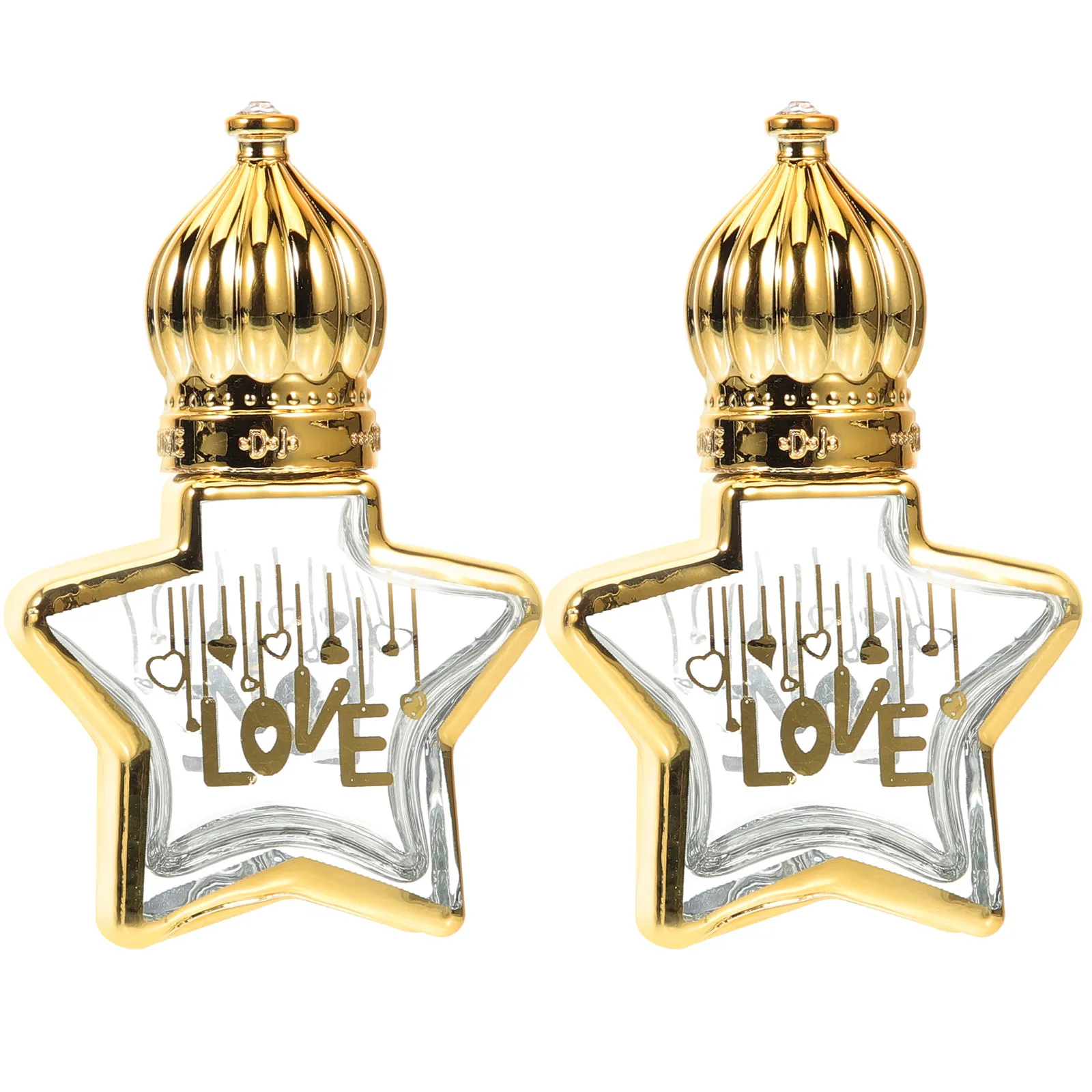 

2Pcs Refillable Star Shaped Essential Oil Roller Bottles Empty Glass Perfume Roll on Bottles Leak Proof Compact for Travel Daily
